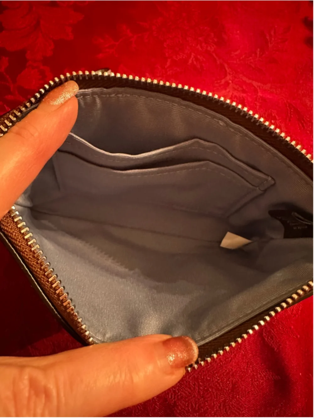 Coach Signature Brown & Blue Coated Canvas Wristlet